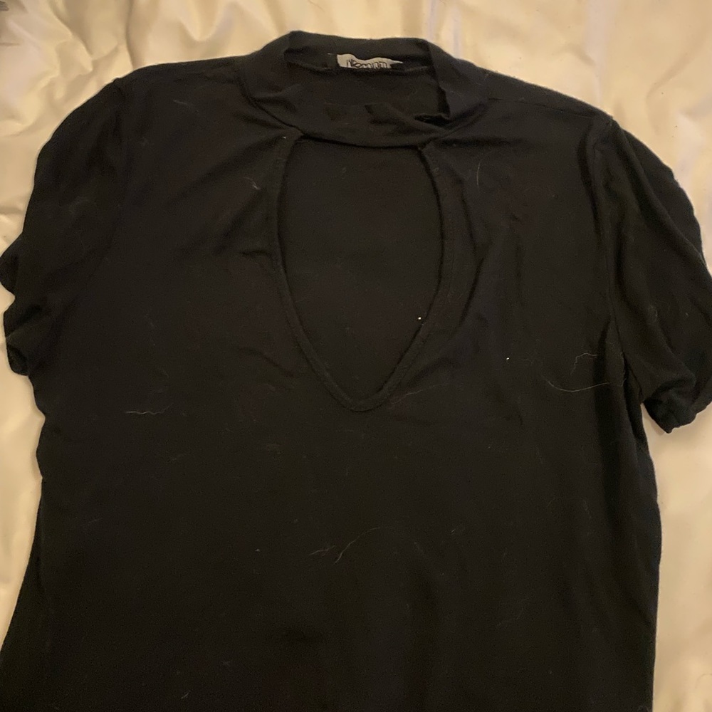 Misguided black top with keyhole neckline